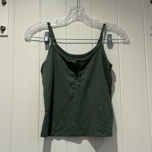 American Eagle Outfitters Dark Green Ribbed Button-up Tank